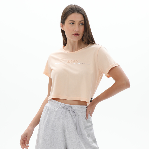 Γυναικείο cropped t-shirt BODYTALK 1231-903620 σομόν