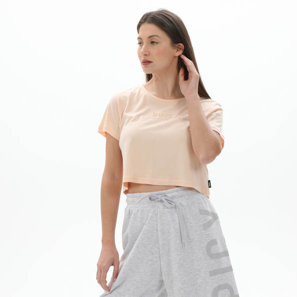 Γυναικείο cropped t-shirt BODYTALK 1231-903620 σομόν Γυναικεία