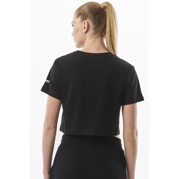 Γυναικείο cropped t-shirt BODY ACTION 051325-01 μαύρο Γυναικεία