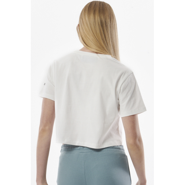 Γυναικείο cropped t-shirt BODY ACTION 051325-01 λευκό Γυναικεία