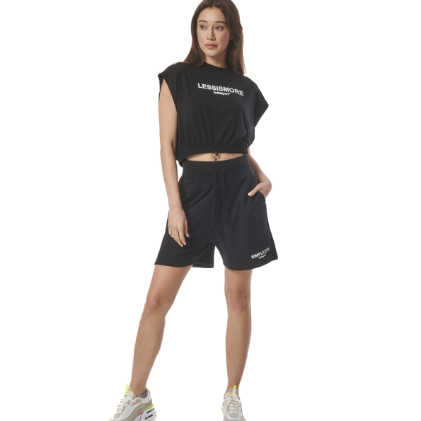 Γυναικείο αθλητικό cropped top BODY ACTION 041415-01 μαύρο