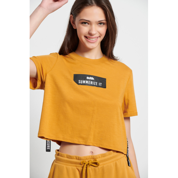 Γυναικείο cropped t-shirt BODYTALK 1231-902728 πορτοκαλί