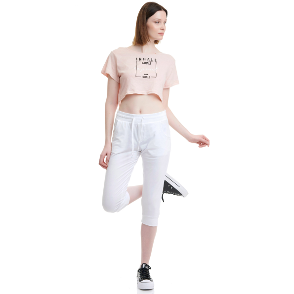 Γυναικείο κάπρι παντελόνι φόρμας BODYTALK 1211-900109 λευκό Γυναικεία