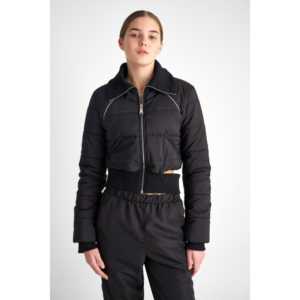 Γυναικείο cropped bomber μπουφάν SUGARFREE μαύρο