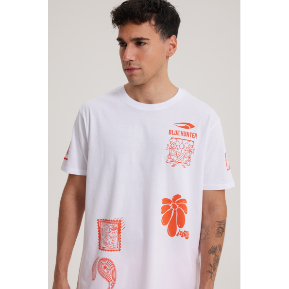 Unisex t-shirt BLUE HUNTER 003010302 STAMPS T-SHIRT λευκό
