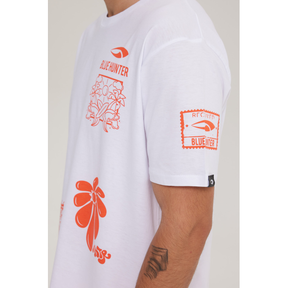 Unisex t-shirt BLUE HUNTER 003010302 STAMPS T-SHIRT λευκό Ανδρικά