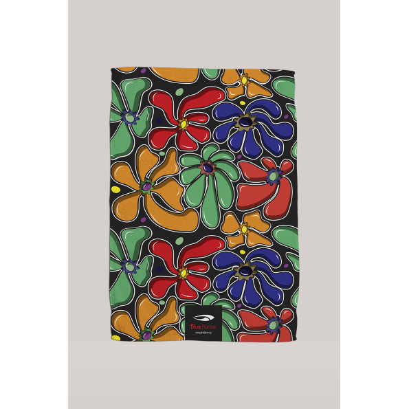Πετσέτα παραλίας BLUE HUNTER 003450100 TOWEL D.FLOWERS μαύρη floral Ανδρικά