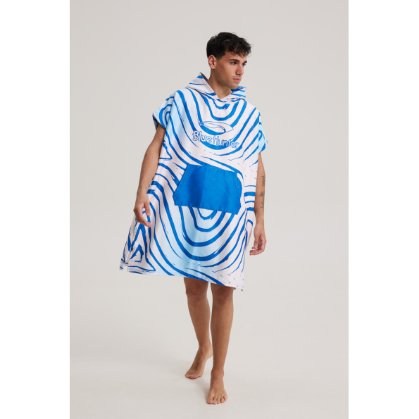 Unisex πόντσο παραλίας BLUE HUNTER 003430600 λευκό μπλε