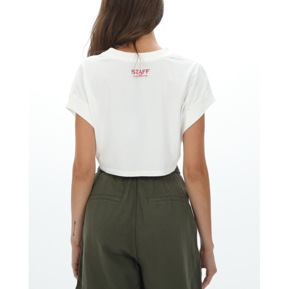 Γυναικείο cropped top STAFF JEANS 63-015.047 TONIA λευκό Γυναικεία
