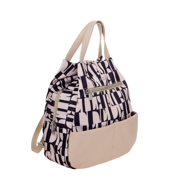 Γυναικείο backpack ELLE 8207 μαύρο- μπεζ Γυναικεία