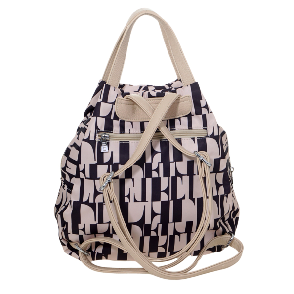 Γυναικείο backpack ELLE 8207 μαύρο- μπεζ Γυναικεία