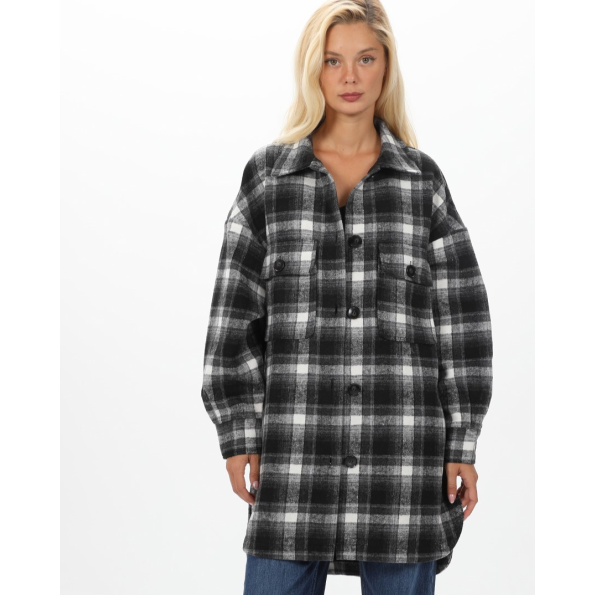 Γυναικείο overshirt πουκάμισο ALE 8917644 μαύρο λευκό καρό
