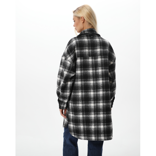 Γυναικείο overshirt πουκάμισο ALE 8917644 μαύρο λευκό καρό Γυναικεία