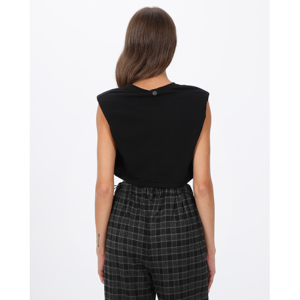 Γυναικείο cropped αμάνικο t-shirt ALE 8918176 μαύρο Γυναικεία