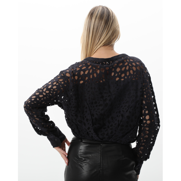 Γυναικείο cropped πουκάμισο ALE 8917446 σκούρο μπλε Γυναικεία