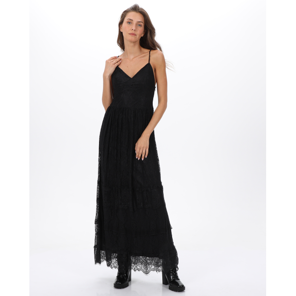Γυναικείο maxi φόρεμα ALE 8917453 μαύρο