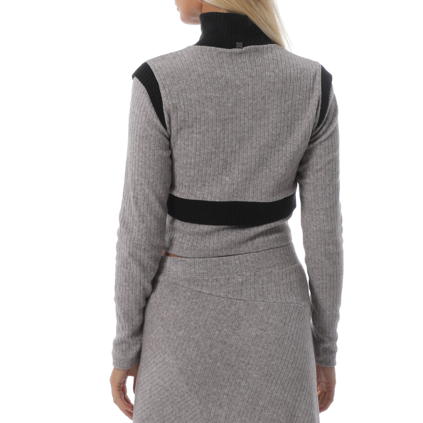 Γυναικεία cropped μπλούζα ATTRATTIVO 92333265 γκρι Γυναικεία