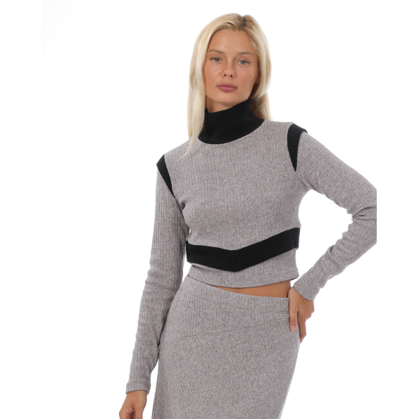 Γυναικεία cropped μπλούζα ATTRATTIVO 92333265 γκρι Γυναικεία