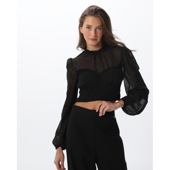 Γυναικείο cropped top ATTRATTIVO 9917721 μαύρο