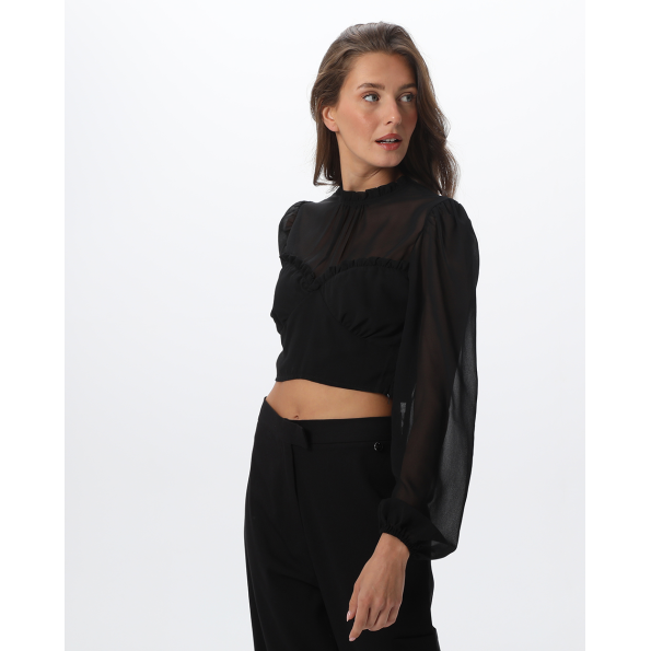 Γυναικείο cropped top ATTRATTIVO 9917721 μαύρο Γυναικεία