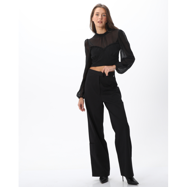 Γυναικείο cropped top ATTRATTIVO 9917721 μαύρο Γυναικεία