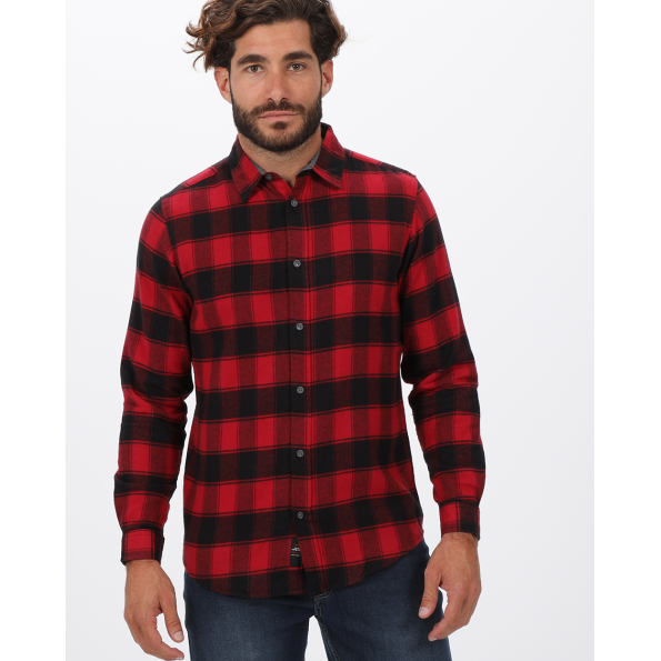 Ανδρικό πουκάμισο VAN HIPSTER 72143 κόκκινο μαύρο καρό