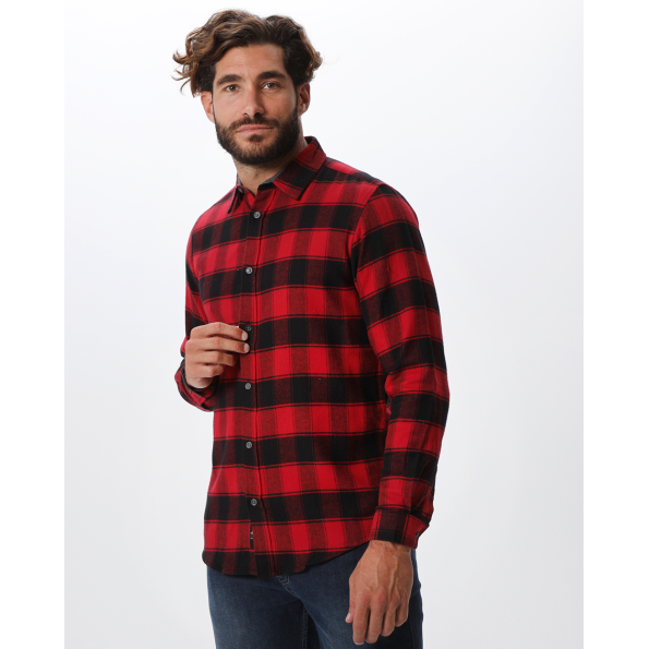 Ανδρικό πουκάμισο VAN HIPSTER 72143 κόκκινο μαύρο καρό Ανδρικά