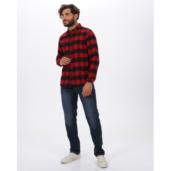 Ανδρικό πουκάμισο VAN HIPSTER 72143 κόκκινο μαύρο καρό Ανδρικά