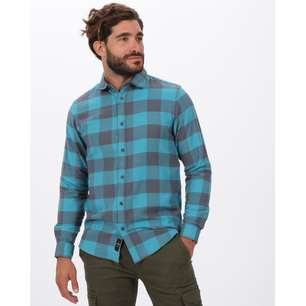 Ανδρικό πουκάμισο VAN HIPSTER 72143 γαλάζιο γκρι καρό Ανδρικά