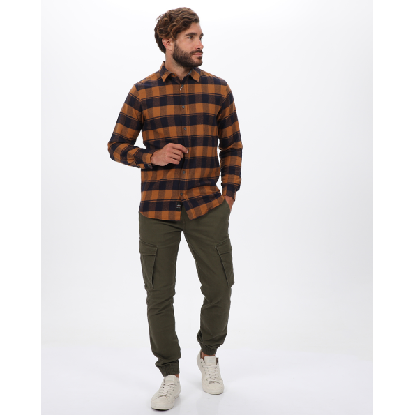 Ανδρικό πουκάμισο VAN HIPSTER 72143 πορτοκαλί μαύρο καρό Ανδρικά