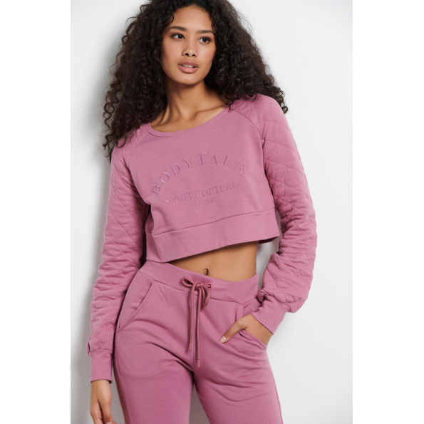 Γυναικεία cropped φούτερ μπλούζα BODYTALK 1222-908720 ροζ 