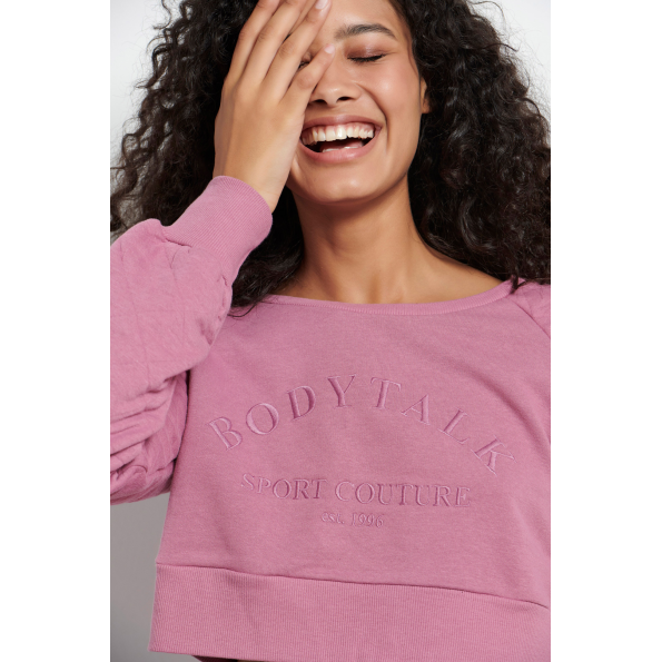 Γυναικεία cropped φούτερ μπλούζα BODYTALK 1222-908720 ροζ  Γυναικεία