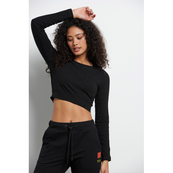 Γυναικεία cropped μπλούζα BODYTALK 1222-906120 μαύρο