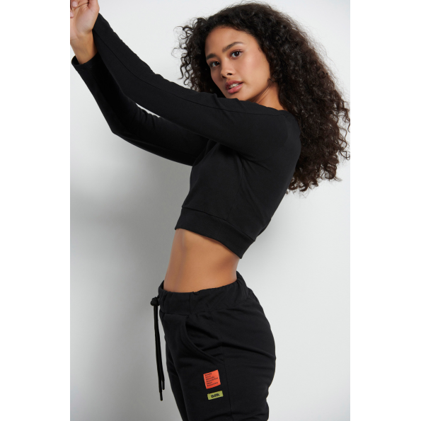 Γυναικεία cropped μπλούζα BODYTALK 1222-906120 μαύρο Γυναικεία
