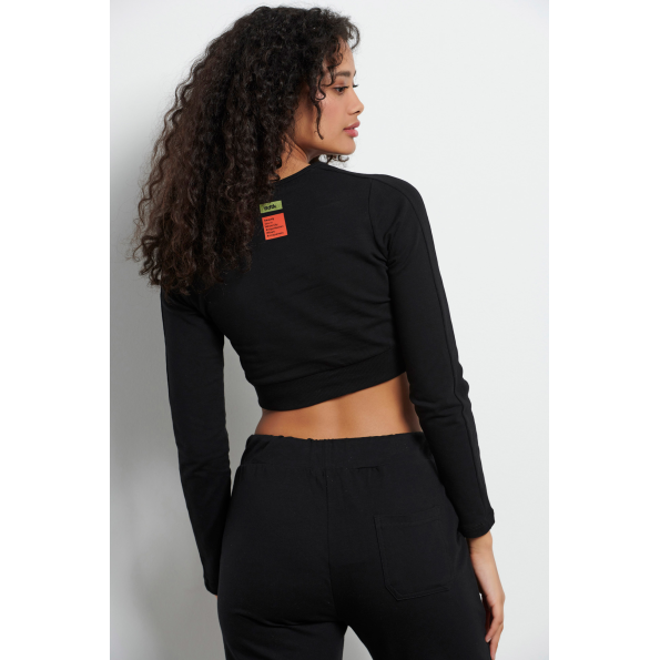 Γυναικεία cropped μπλούζα BODYTALK 1222-906120 μαύρο Γυναικεία