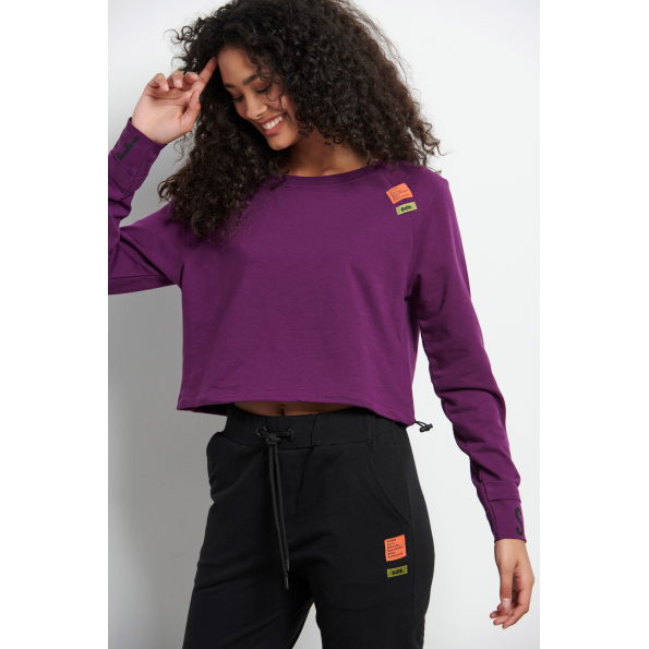 Γυναικεία cropped φούτερ μπλούζα BODYTALK 1222-906226 μοβ