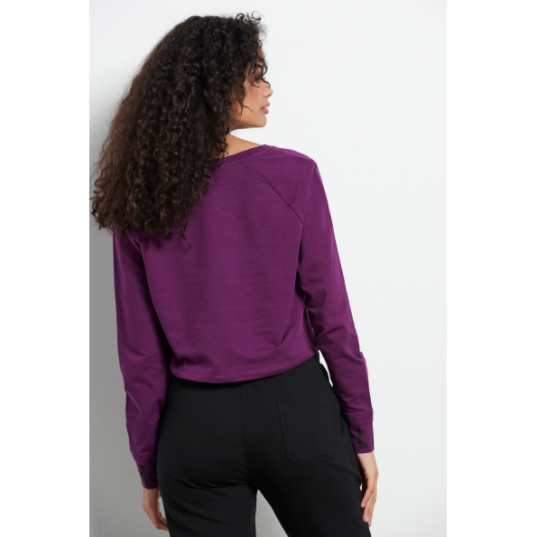Γυναικεία cropped φούτερ μπλούζα BODYTALK 1222-906226 μοβ Γυναικεία