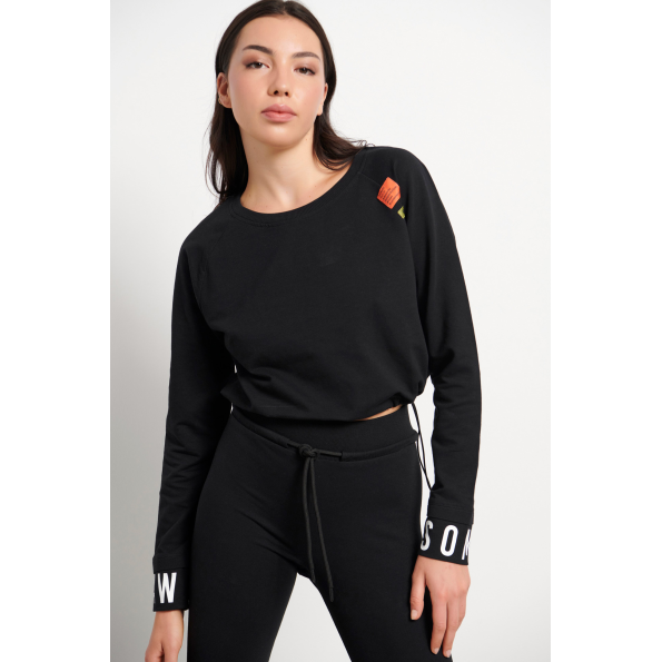 Γυναικεία cropped φούτερ μπλούζα BODYTALK 1222-906226 μαύρη