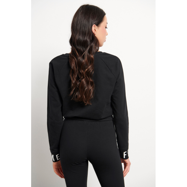 Γυναικεία cropped φούτερ μπλούζα BODYTALK 1222-906226 μαύρη Γυναικεία