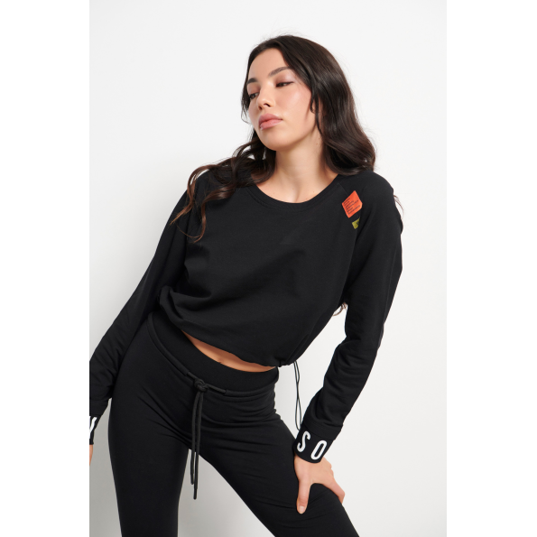 Γυναικεία cropped φούτερ μπλούζα BODYTALK 1222-906226 μαύρη Γυναικεία