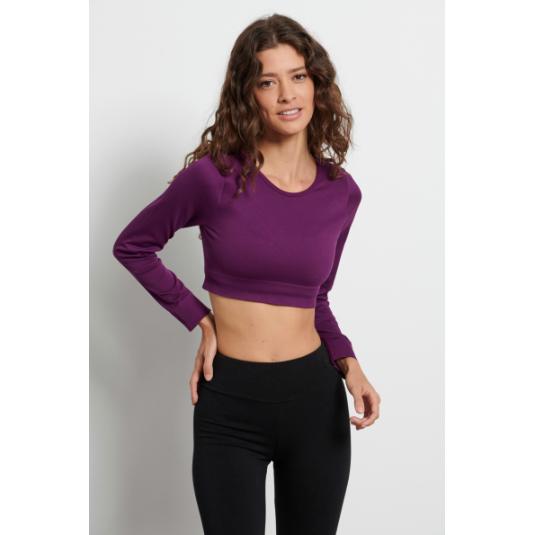 Γυναικείο αθλητικό cropped top BODYTALK 1222-907720 μοβ