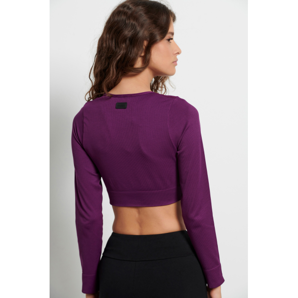 Γυναικείο αθλητικό cropped top BODYTALK 1222-907720 μοβ Γυναικεία