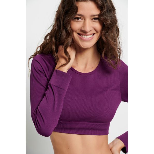 Γυναικείο αθλητικό cropped top BODYTALK 1222-907720 μοβ Γυναικεία