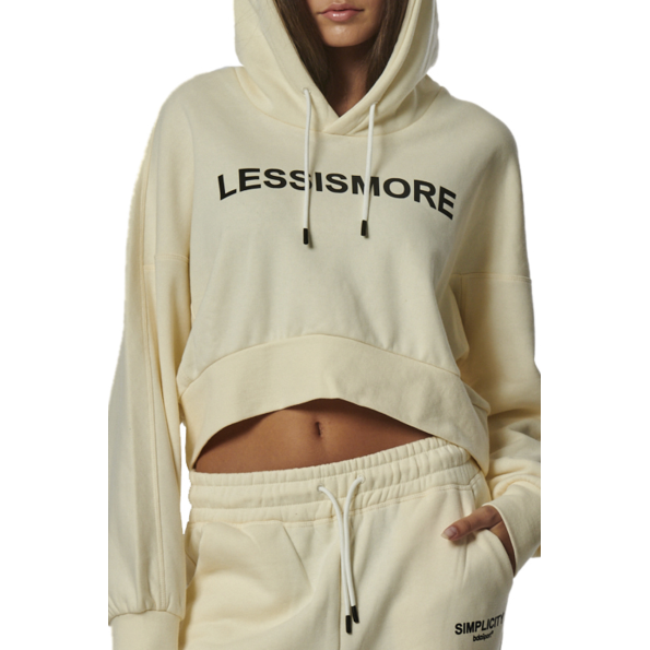 Γυναικεία oversized cropped φούτερ μπλούζα BODY ACTION 061329-01 εκρού