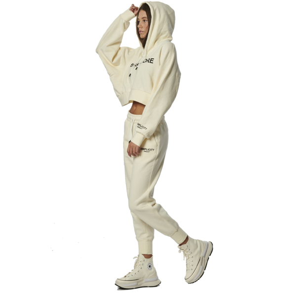 Γυναικεία oversized cropped φούτερ μπλούζα BODY ACTION 061329-01 εκρού Γυναικεία