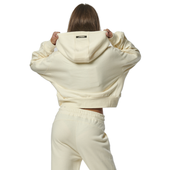 Γυναικεία oversized cropped φούτερ μπλούζα BODY ACTION 061329-01 εκρού Γυναικεία