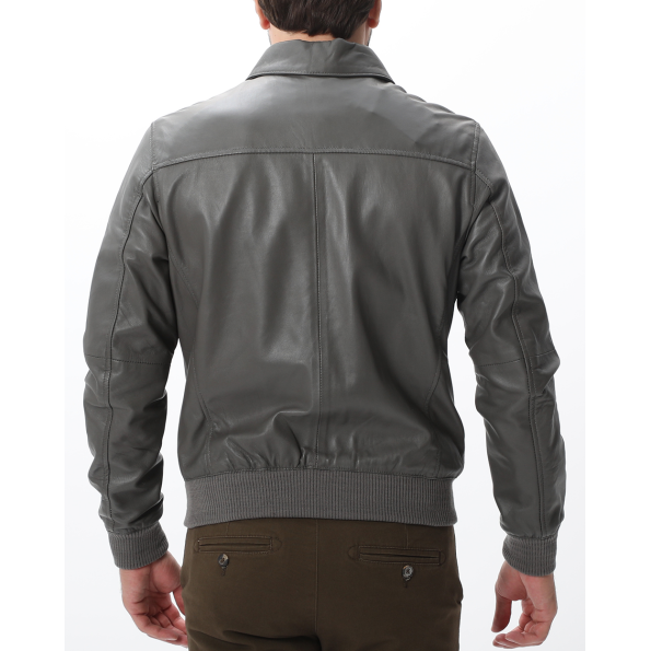 Ανδρικό δερμάτινο bomber jacket DIRTY LAUNDRY DLMLJ04W22 γκρι Ανδρικά