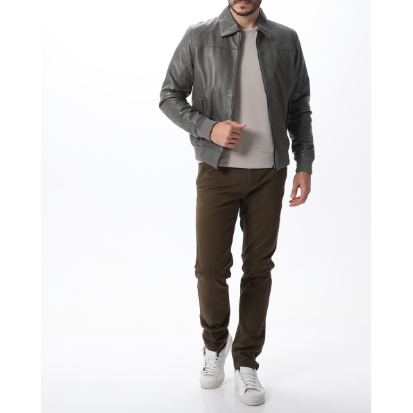 Ανδρικό δερμάτινο bomber jacket DIRTY LAUNDRY DLMLJ04W22 γκρι Ανδρικά