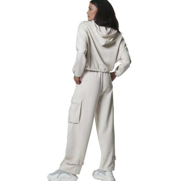 Γυναικείο cargo παντελόνι φόρμας BODY ACTION 021445-01 εκρού Γυναικεία