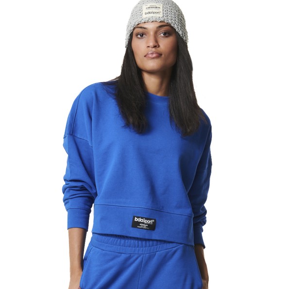 Γυναικεία oversized cropped φούτερ μπλούζα BODY ACTION 061430-01 μπλε